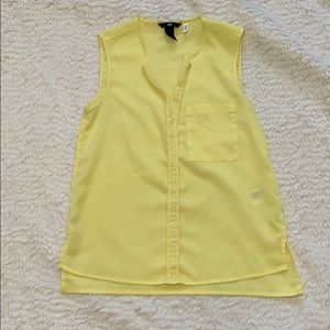 H&M Yellow Sleeveless Button-Front Blouse